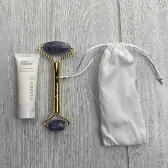 Arbonne Gift Set: Amethyst Facial Roller & Intelligence Rejuvenating Cream - Picture 1 of 7